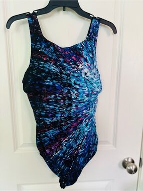 CHLORINE RESISTANT HIGH NECK TUMMY CONTROL ONE PIECE SWIMSUIT - 18